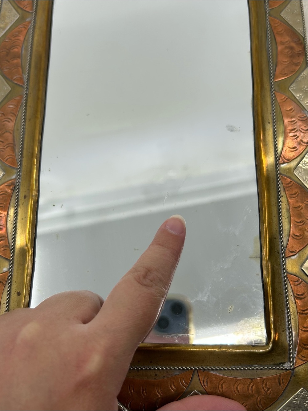 Vintage Morocco Arch Mirror Handmade Mixed Metal Tin Celestial Moon Star Wall - Picture 4 of 10
